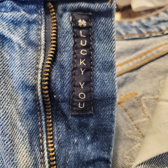 LUCKY Brand graphic distressed jean shorts sz 12/31 - Picture 5 of 10